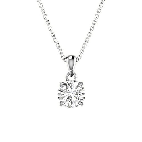 0.15 CT Round Cut Lab Grown Diamonds - Solitaire Pendant in Silver - Primestyle.com