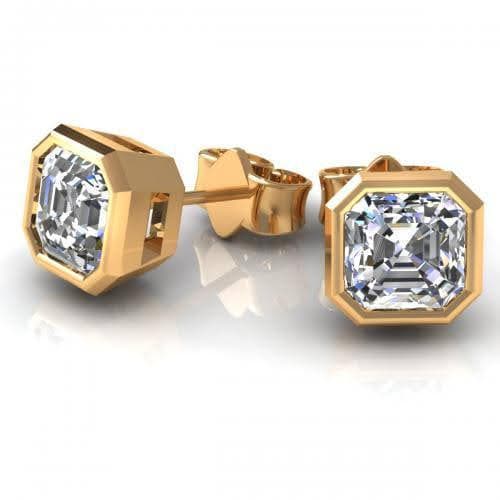 0.25-2.00 CT Ascher Cut Diamonds - Stud Earrings - Primestyle.com