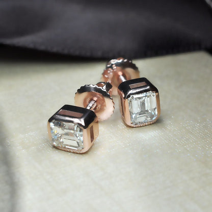 0.25-2.00 CT Emerald Cut Diamonds - Stud Earrings - Primestyle.com
