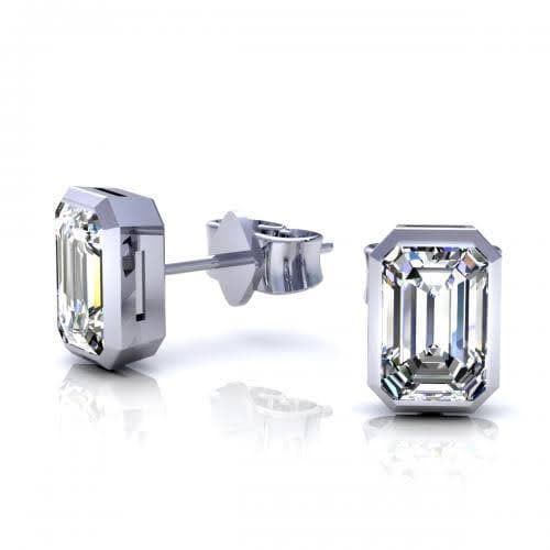 0.25-2.00 CT Emerald Cut Diamonds - Stud Earrings - Primestyle.com