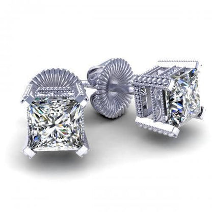0.25-2.00 CT Princess Cut Diamonds - Stud Earrings - Primestyle.com