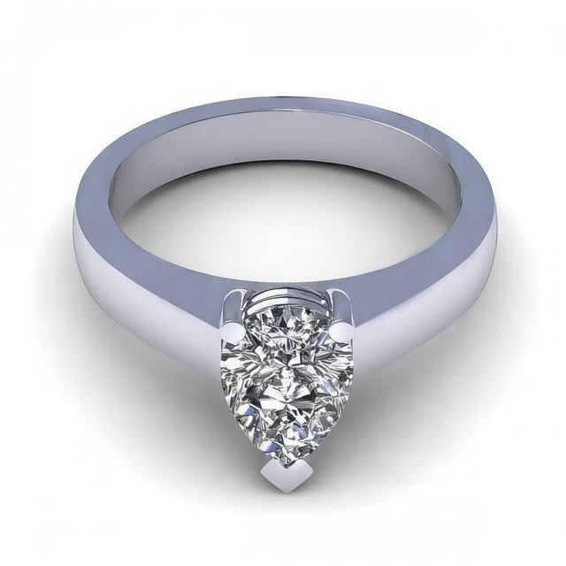 0.35-1.50 CT Pear Cut Natural Diamonds - Solitaire Rings