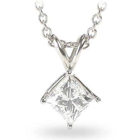 0.35-1.50 CT Princess Cut Diamonds - Solitaire Pendant