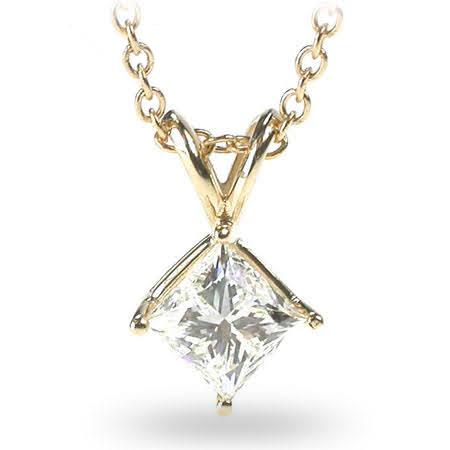 0.35-1.50 CT Princess Cut Diamonds - Solitaire Pendant - Primestyle.com