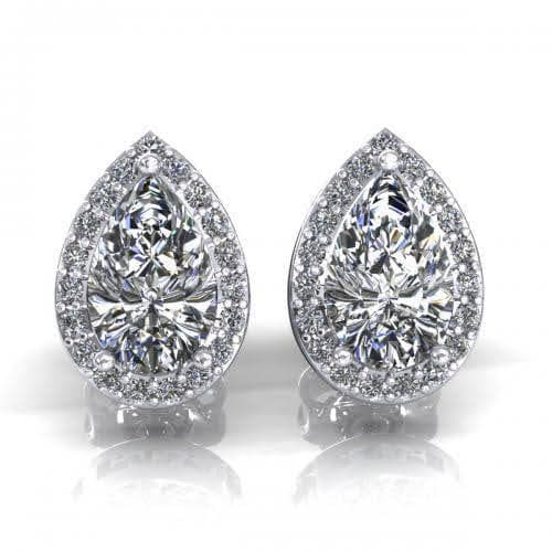 0.37-2.12 CT Round &amp; Pear Cut Diamonds - Stud Earrings - Primestyle.com