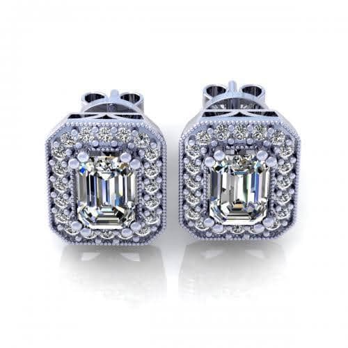 0.40-2.15 CT Round &amp; Emerald Cut Diamonds - Stud Earrings - Primestyle.com