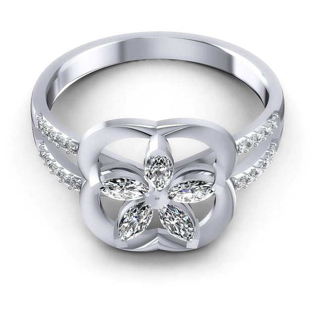 0.40 CT Marquise & Round Cut Natural Diamonds - Fashion Rings