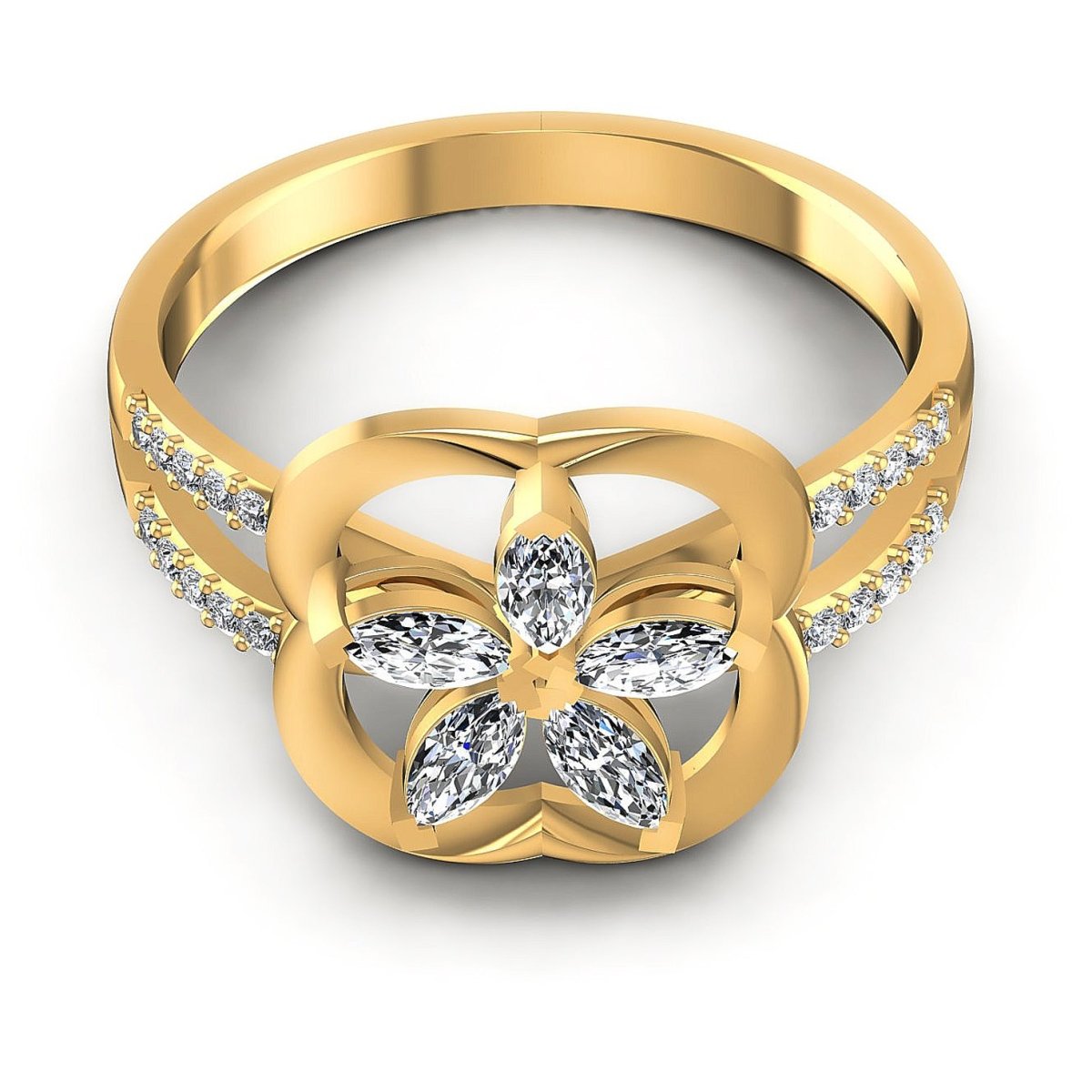 0.40 CT Marquise &amp; Round Cut Diamonds - Fashion Ring - Primestyle.com