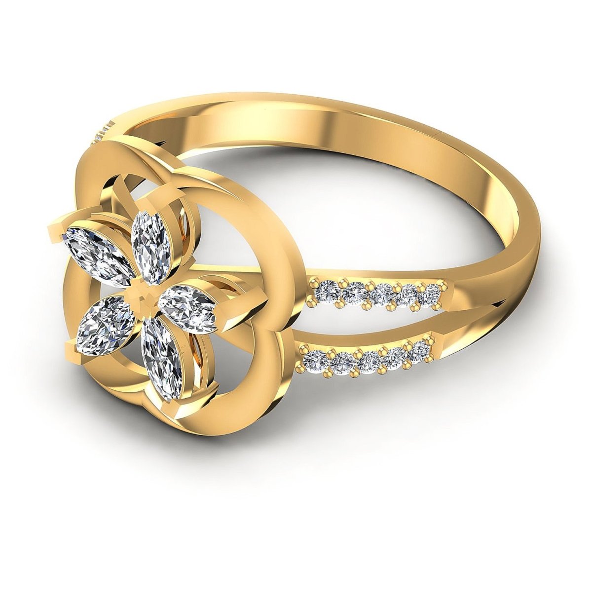 0.40 CT Marquise &amp; Round Cut Diamonds - Fashion Ring - Primestyle.com