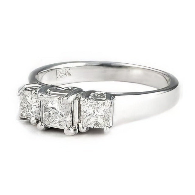 0.50-0.75 CT Princess Cut Natural Diamonds - Three Stone Rings