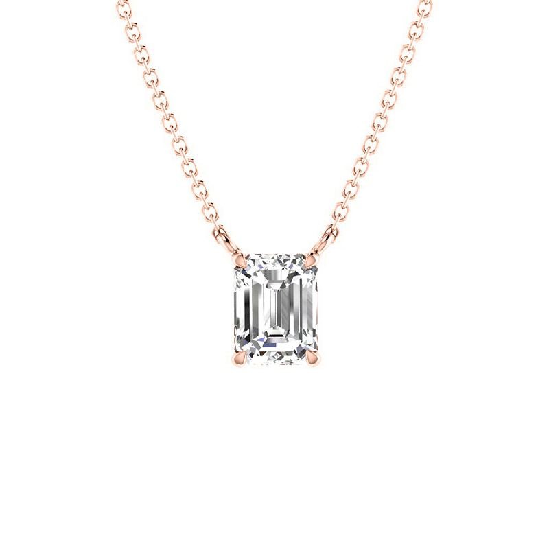 0.50-3.00 CT Emerald Cut Lab Grown Diamonds - Solitaire Pendant - Primestyle.com