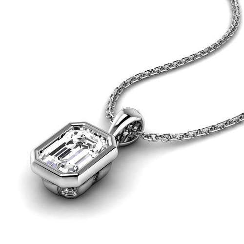0.50 - 3.00 CT Emerald Cut Lab Grown Diamonds - Solitaire Pendant - Primestyle.com