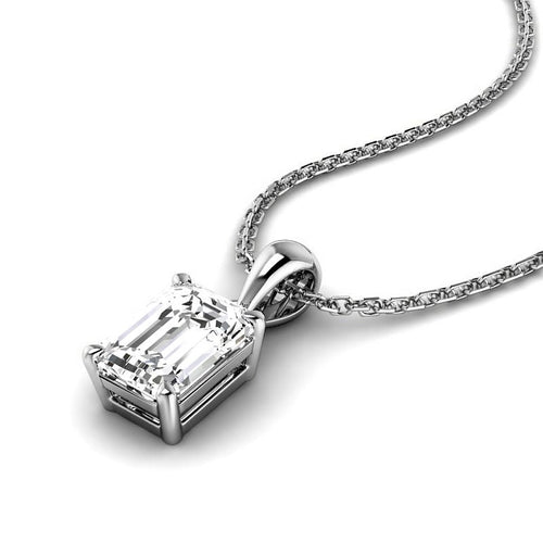 0.50 - 3.00 CT Emerald Cut Lab Grown Diamonds - Solitaire Pendant - Primestyle.com