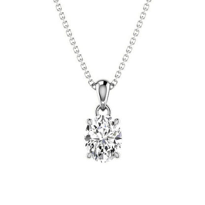 0.50-3.00 CT Oval Cut Lab Grown Diamonds - Solitaire Pendant - Primestyle.com