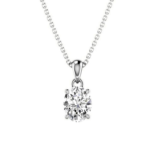0.50 - 3.00 CT Oval Cut Lab Grown Diamonds - Solitaire Pendant - Primestyle.com