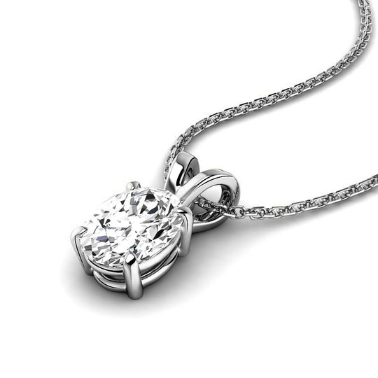 0.50-3.00 CT Oval Cut Lab Grown Diamonds - Solitaire Pendant