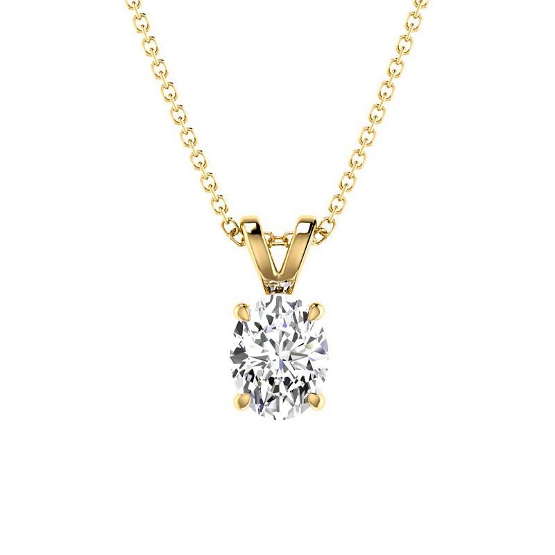 0.50-3.00 CT Oval Cut Lab Grown Diamonds - Solitaire Pendant - Primestyle.com