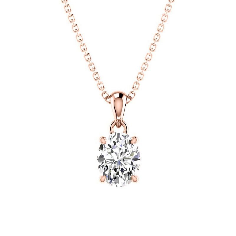 0.50-3.00 CT Oval Cut Lab Grown Diamonds - Solitaire Pendant - Primestyle.com