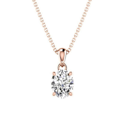 0.50-3.00 CT Oval Cut Lab Grown Diamonds - Solitaire Pendant - Primestyle.com