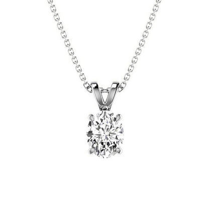 0.50-3.00 CT Oval Cut Lab Grown Diamonds - Solitaire Pendant - Primestyle.com