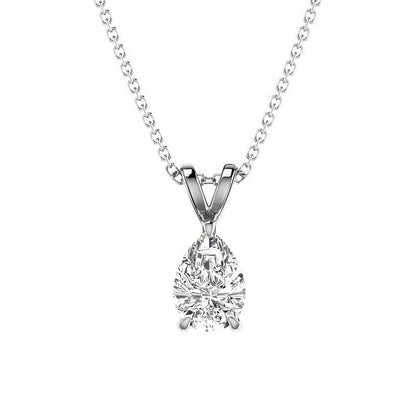 0.50-3.00 CT Pear Cut Lab Grown Diamonds - Solitaire Pendant - Primestyle.com