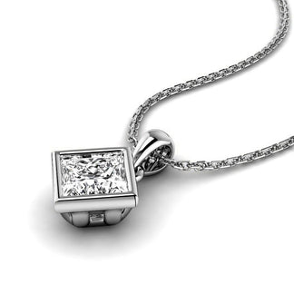 0.50 - 3.00 CT Princess Cut Lab Grown Diamonds - Solitaire Pendant - Primestyle.com