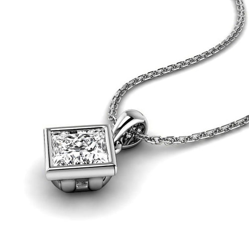 0.50 - 3.00 CT Princess Cut Lab Grown Diamonds - Solitaire Pendant - Primestyle.com