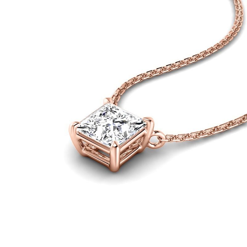 0.50-3.00 CT Princess Cut Lab Grown Diamonds - Solitaire Pendant - Primestyle.com