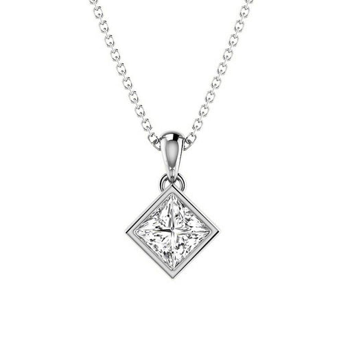 0.50 - 3.00 CT Princess Cut Lab Grown Diamonds - Solitaire Pendant - Primestyle.com
