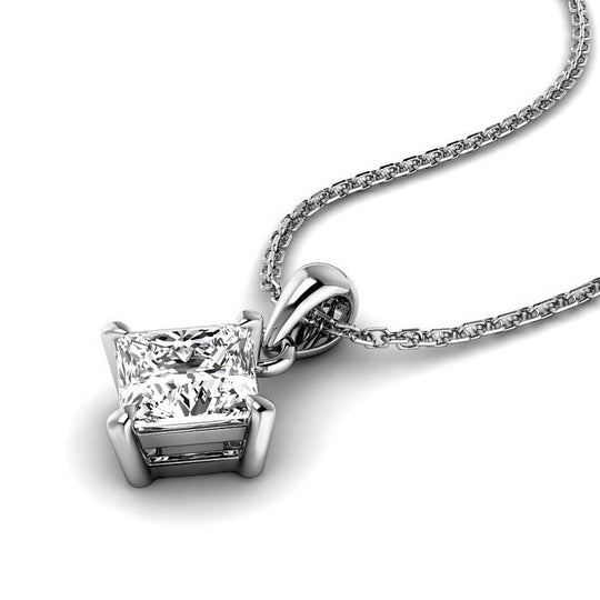 0.50-3.00 CT Princess Cut Lab Grown Diamonds - Solitaire Pendant