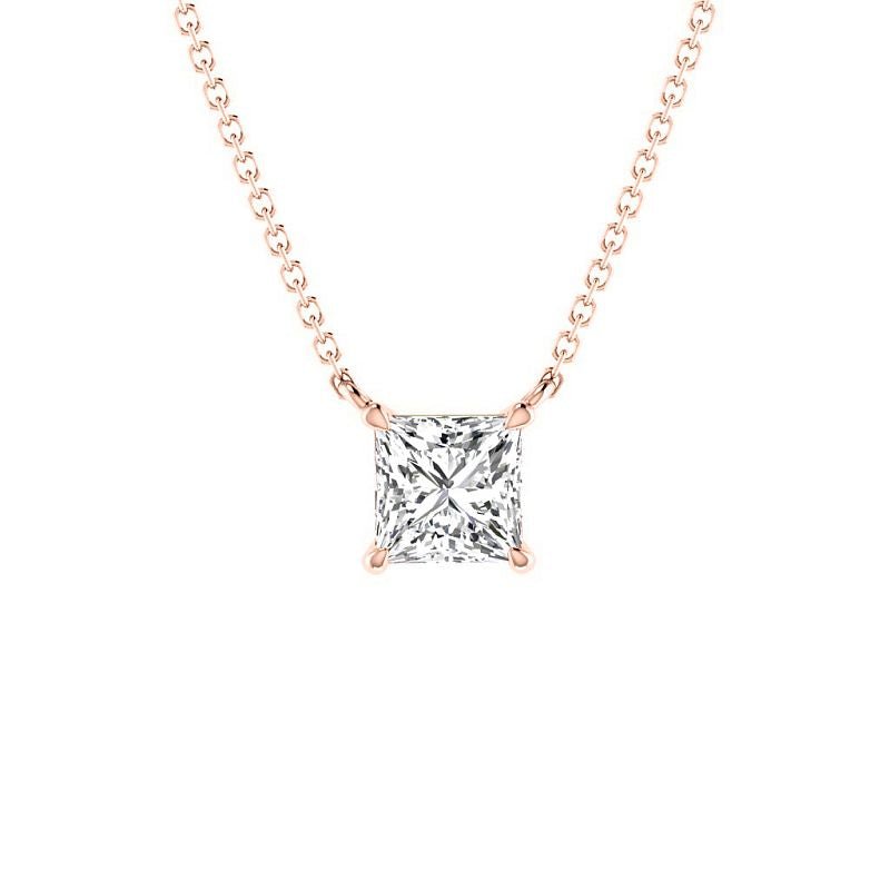 0.50-3.00 CT Princess Cut Lab Grown Diamonds - Solitaire Pendant - Primestyle.com