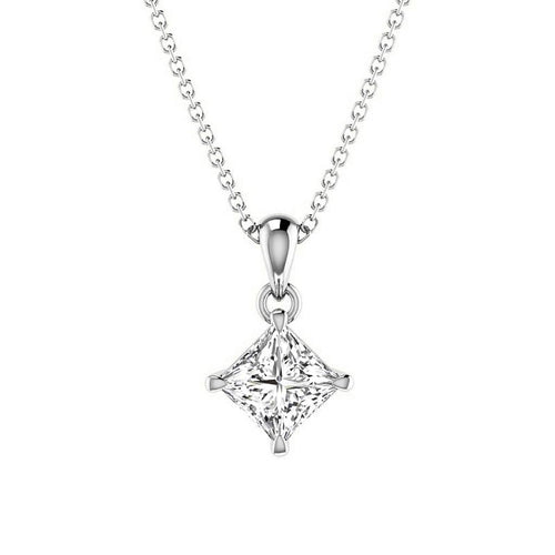 0.50 - 3.00 CT Princess Cut Lab Grown Diamonds - Solitaire Pendant - Primestyle.com