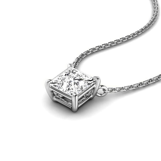0.50-3.00 CT Princess Cut Lab Grown Diamonds - Solitaire Pendant