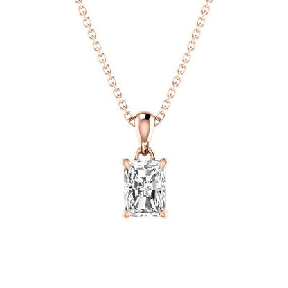 0.50-3.00 CT Radiant Cut Lab Grown Diamonds - Solitaire Pendant - Primestyle.com