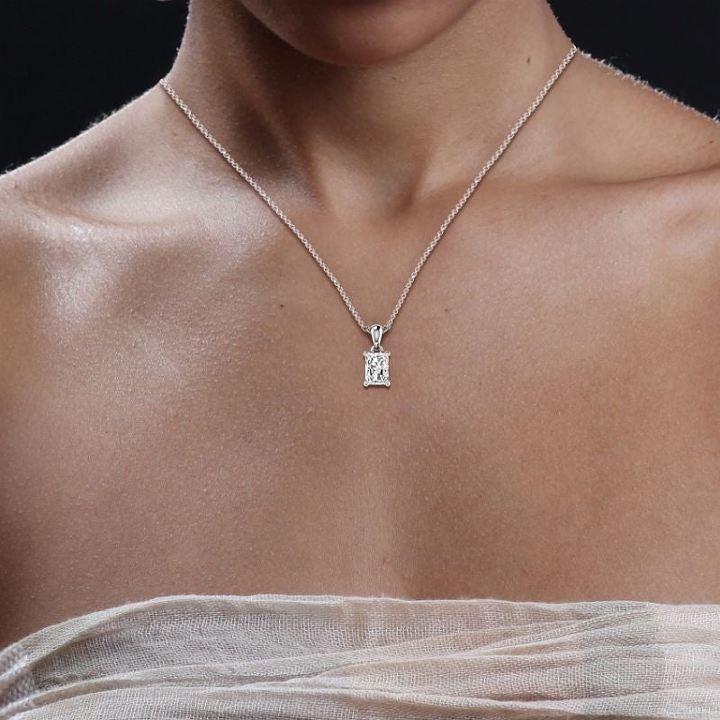 0.50-3.00 CT Radiant Cut Lab Grown Diamonds - Solitaire Pendant - Primestyle.com