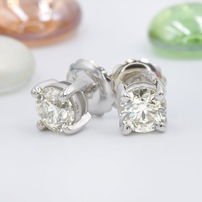 0.50-3.00 CT Round Cut Diamonds - Stud Earrings - Primestyle.com