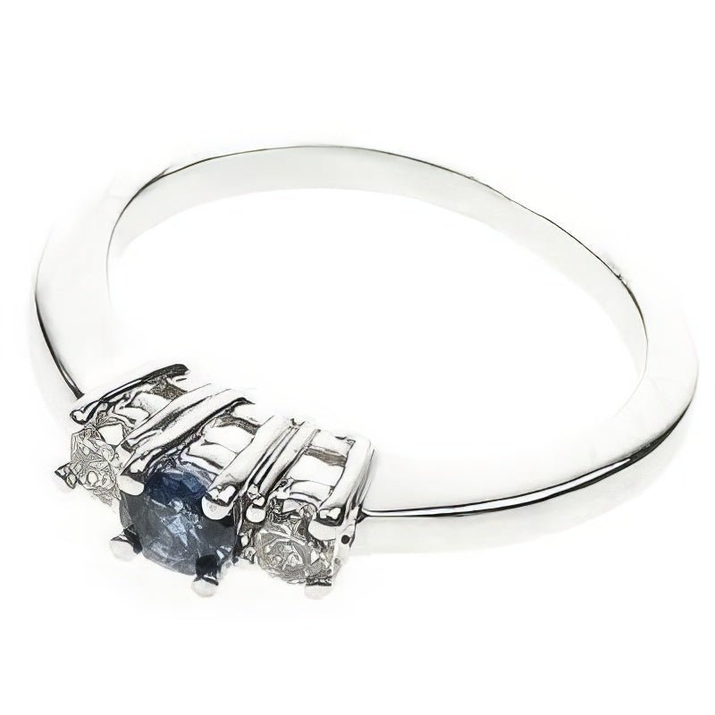 0.50 CT Round Cut Diamonds &amp; Blue Sapphires - Three Stone Ring - Primestyle.com