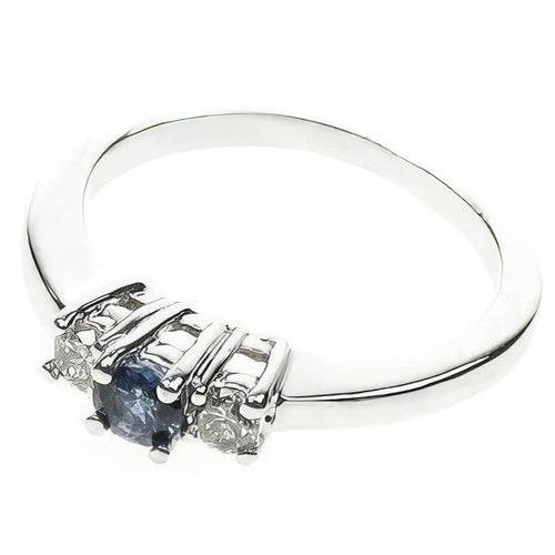 0.50 CT Round Cut Diamonds & Blue Sapphires - Three Stone Ring - Primestyle.com