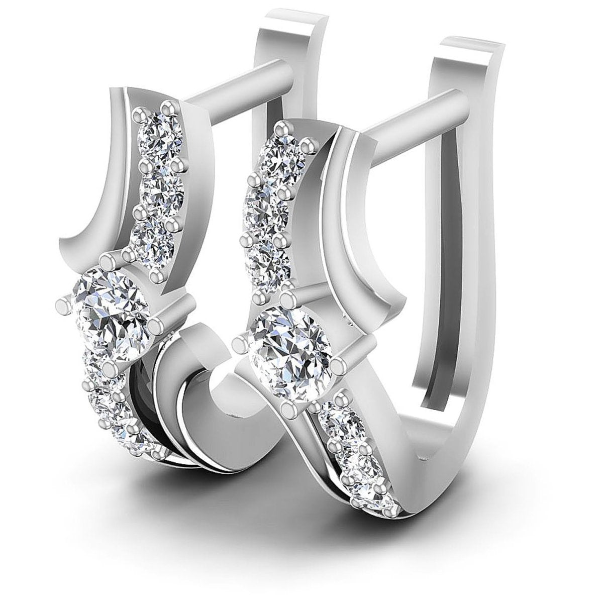 0.50 CT Round Cut Diamonds - Hoop &amp; Drop Earrings - Primestyle.com