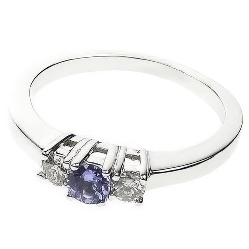 0.50 CT Round Cut Diamonds & Tanzanites - Three Stone Ring - Primestyle.com