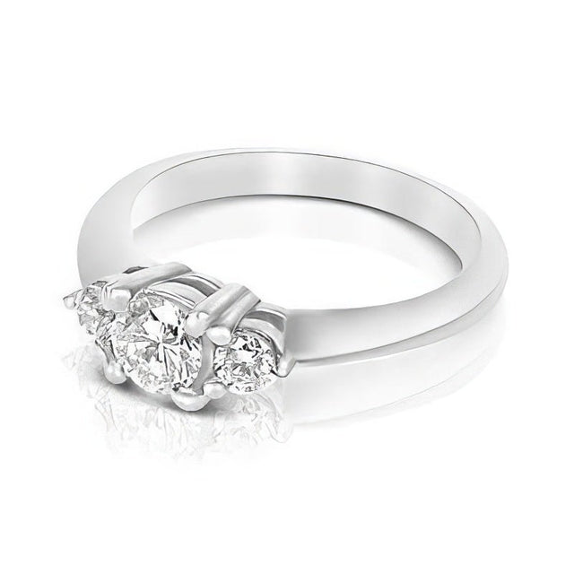 0.55 CT Round Cut Natural Diamonds - Three Stone Rings