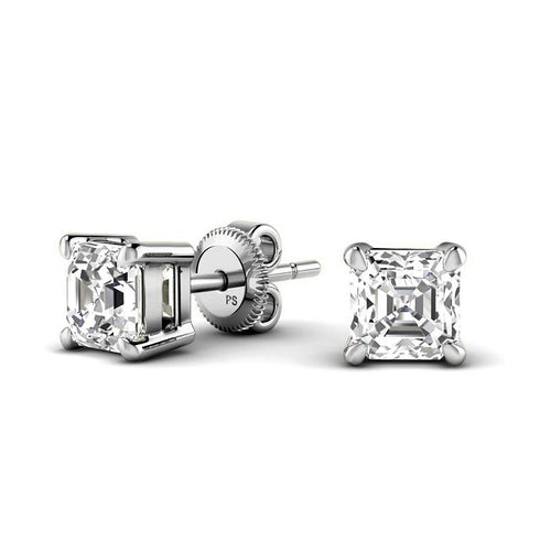 0.60 - 5.00 CT Ascher Cut Lab Grown Diamonds - Stud Earrings - Primestyle.com
