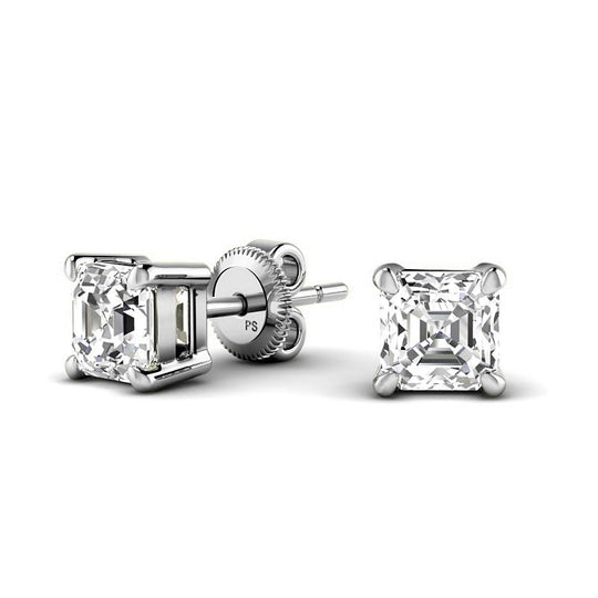 0.60-5.00 CT Ascher Cut Lab Grown Diamonds - Stud Earrings