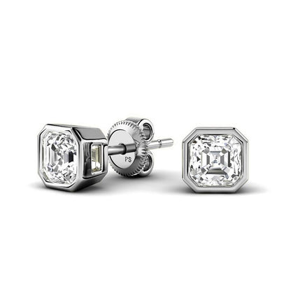 0.60-5.00 CT Ascher Cut Lab Grown Diamonds - Stud Earrings - Primestyle.com