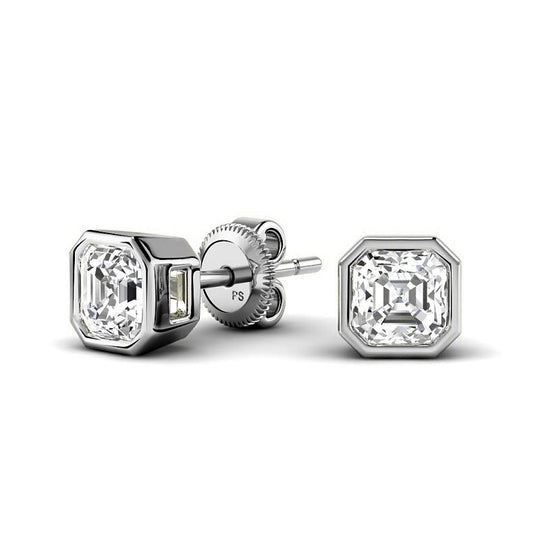0.60-5.00 CT Ascher Cut Lab Grown Diamonds - Stud Earrings