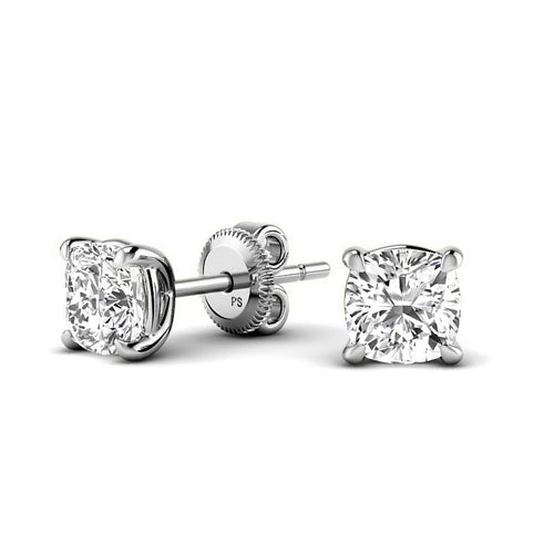 0.60 - 5.00 CT Cushion Cut Lab Grown Diamonds - Stud Earrings - Primestyle.com
