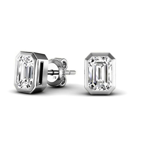 0.60 - 5.00 CT Emerald Cut Lab Grown Diamonds - Stud Earrings - Primestyle.com