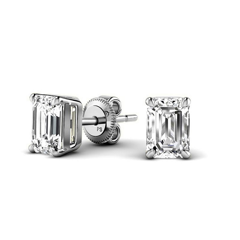 0.60-5.00 CT Emerald Cut Lab Grown Diamonds - Stud Earrings - Primestyle.com