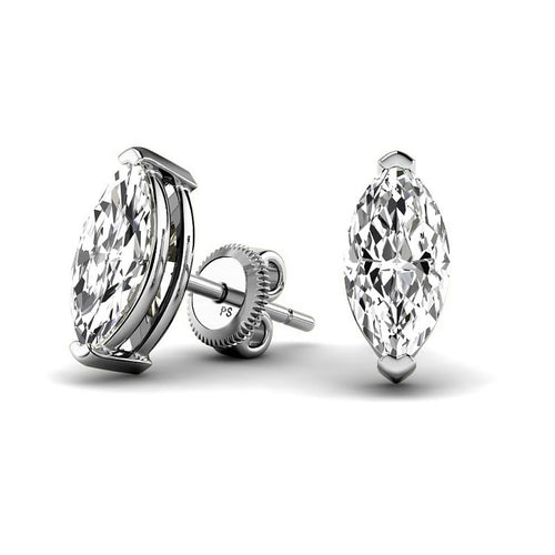 0.60 - 5.00 CT Marquise Cut Lab Grown Diamonds - Stud Earrings - Primestyle.com