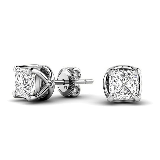 0.60-5.00 CT Princess Cut Lab Grown Diamonds - Stud Earrings
